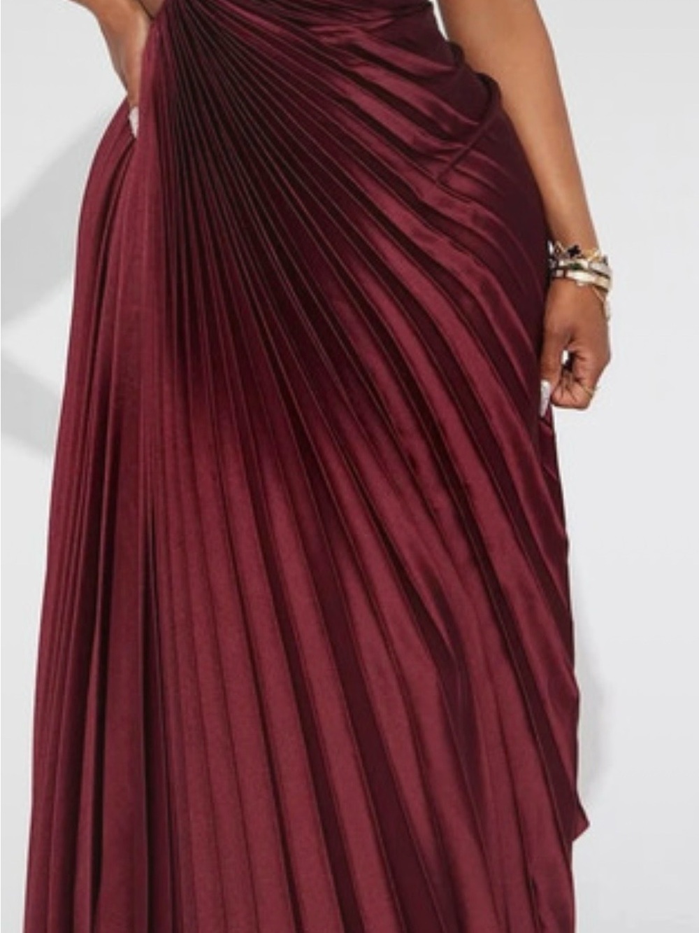 Dress Forum Wine Red Pleated Asymmetrical Skirt - Picture 3 of 4